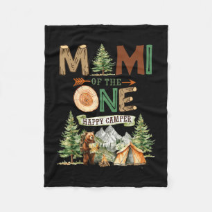 Mimi of the one happy camper 1st birthday camping fleece blanket