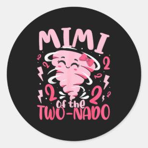 Mimi of the two-nado tornado themed 2nd birthday classic round sticker