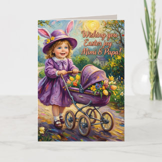 MIMI & PAPA ~ EASTER VINTAGE ART ~ Sweet child ~ Holiday Card