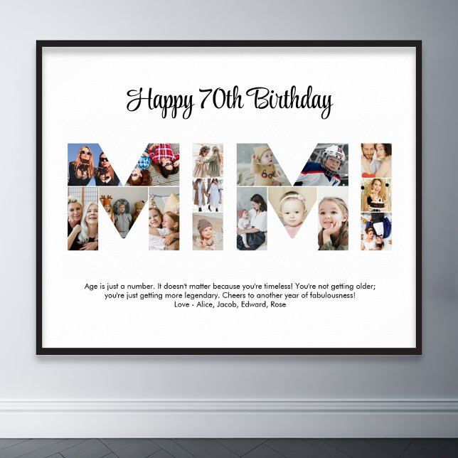 Mimi Photo Collage Letter Cutout Grandma Birthday Poster (mimi grandma photo collage poster)