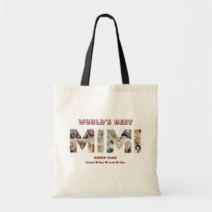 Mimi Photo Collage Letter Cutout Grandma Grandkids Tote Bag
