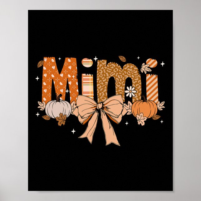 Mimi Pumpkin Fall Coquette Bow Thanksgiving Mum Wo Poster (Front)