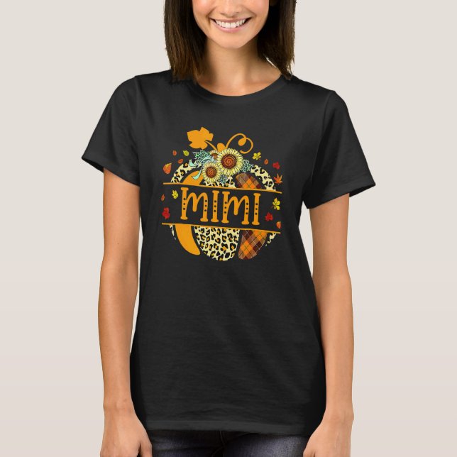 Mimi Pumpkin Women Thanksgiving Leopard Fall T-Shirt (Front)