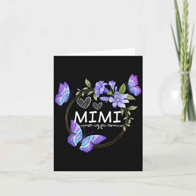 Mimi Shirt For Women With Butterflies Mother's Day Card (Front)