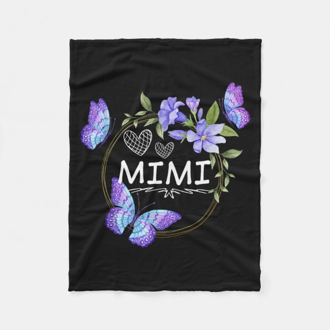 Mimi Shirt For Women With Butterflies Mother's Day Fleece Blanket (Front)