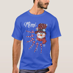 Mimi Snowman Candy Cane Christmas Red Plaid Hat 80 T-Shirt