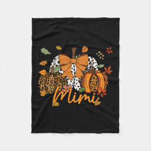 Mimi Thanksgiving Leopard Pumpkin Coquette Bow Mum Fleece Blanket