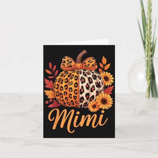 Mimi Thanksgiving Leopard Pumpkin Sunflower Coquet Card (Front)