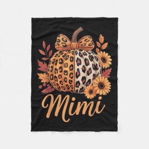 Mimi Thanksgiving Leopard Pumpkin Sunflower Coquet Fleece Blanket