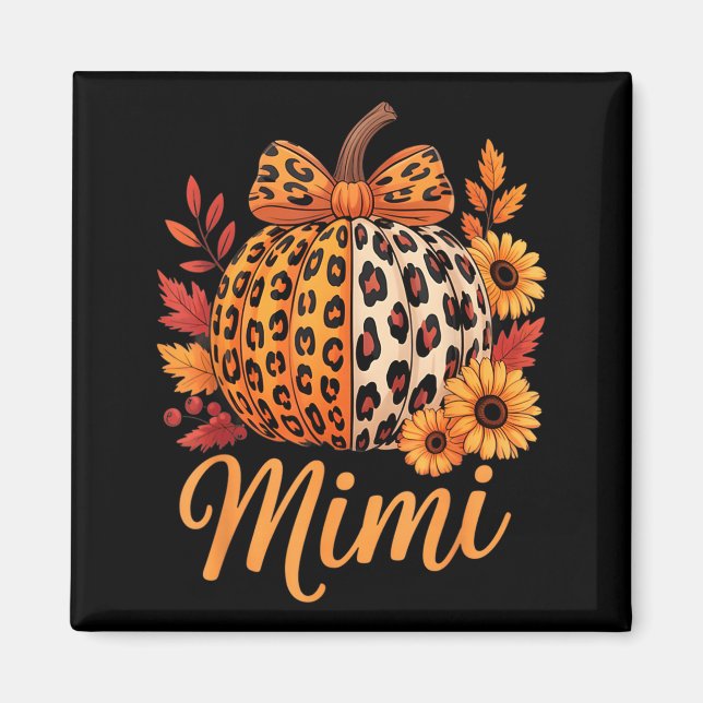 Mimi Thanksgiving Leopard Pumpkin Sunflower Coquet Magnet (Front)