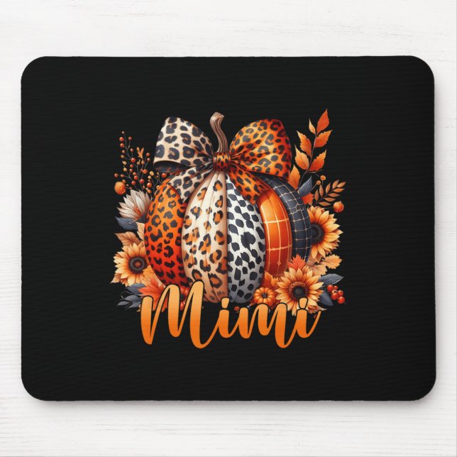 Mimi Thanksgiving Leopard Pumpkin Sunflower Coquet Mouse Mat (Front)