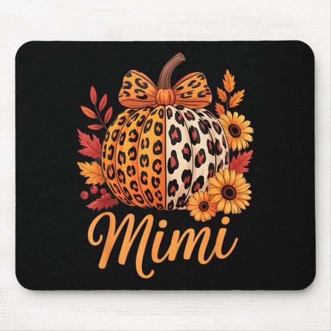 Mimi Thanksgiving Leopard Pumpkin Sunflower Coquet Mouse Mat (Front)