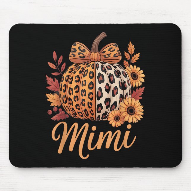 Mimi Thanksgiving Leopard Pumpkin Sunflower Coquet Mouse Mat (Front)