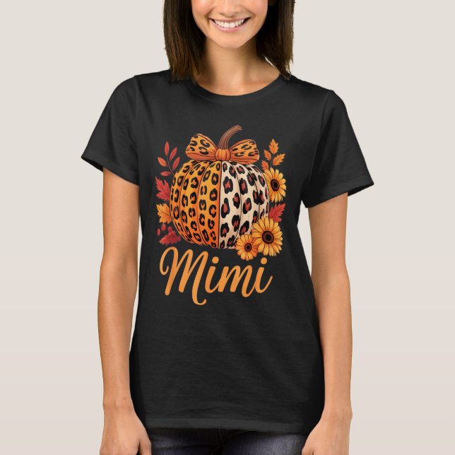 Mimi Thanksgiving Leopard Pumpkin Sunflower Coquet T-Shirt (Front)