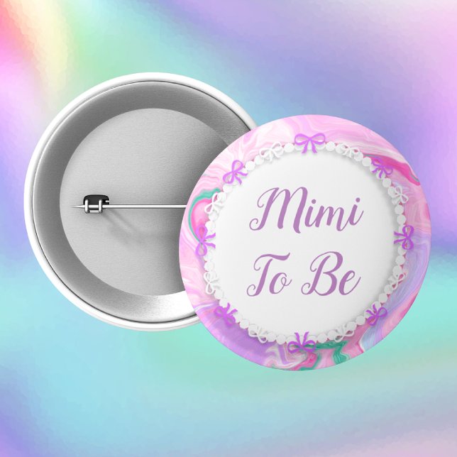 Mimi To Be Baby Shower Pink & Purple    6 Cm Round Badge (Creator Uploaded)