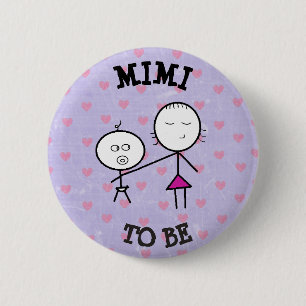 Mimi to be Baby Shower Purple Button