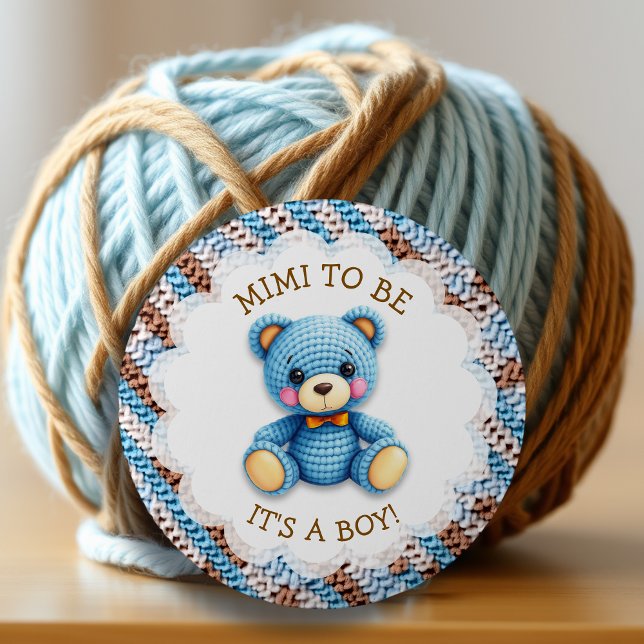 Mimi To Be | Crochet Teddy Bear Baby Shower  6 Cm Round Badge (Creator Uploaded)