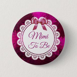 Mimi to be Magenta Bow Baby Shower button