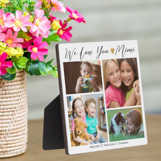Mimi We Love You | Grandkids 4 Photo Collage Plaque (Creator Uploaded)