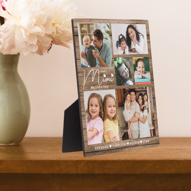 Mimi We Love You Grandkids 6 Photo Rustic Wood  Plaque (Mimi We Love You Grandkids 6 Photo Rustic Wood Plaque
)