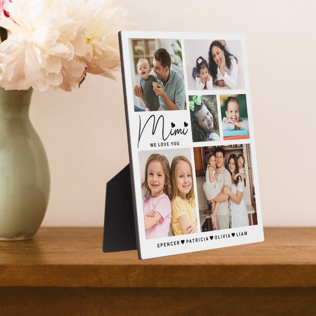 Mimi We Love You Grandkids Names 6 Photo Collage  Plaque (Mimi We Love You Grandkids Names 6 Photo Collage Plaque
)