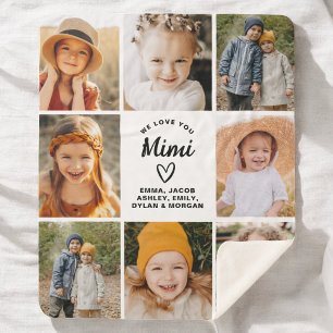 MiMi We Love you Hearts Modern Photo Collage Sherpa Blanket