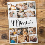 Mimi We Love you Hearts Modern Photo Collage Tea Towel<br><div class="desc">We love you Mimi! Cute, modern custom family photo collage kitchen towel to show grandma how much she's loved. We love this hand lettered script design with heart flourishes, making this a heartfelt keepsake gift for a beloved grandparent. Personalise with 12 favourite pictures and your personal message and names. Available...</div>