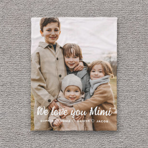 Mimi We Love you Hearts Modern Single Photo Fleece Blanket