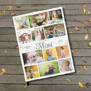 Mimi We Love You Personalised Hearts Fleece Blanket