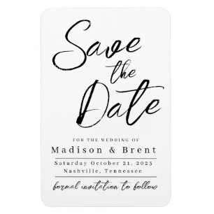 Mimimalist Simple Non Photo Wedding Annoucement Magnet