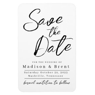 Mimimalist Simple Non Photo Wedding Annoucement Magnet