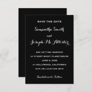 Miminal Black Save the Date Invitation