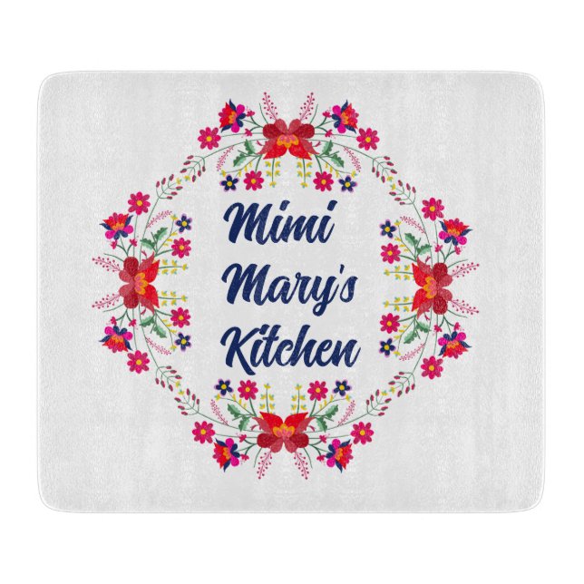 Mimi's Kitchen Floral Cutting Board (Front)