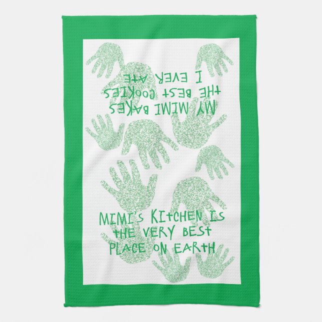 Mimi's kitchen Green  Grandmother gift Tea Towel (Vertical)