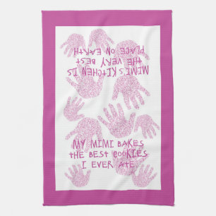 Mimi's kitchen Orchid Purple Grandmother gift Tea Towel