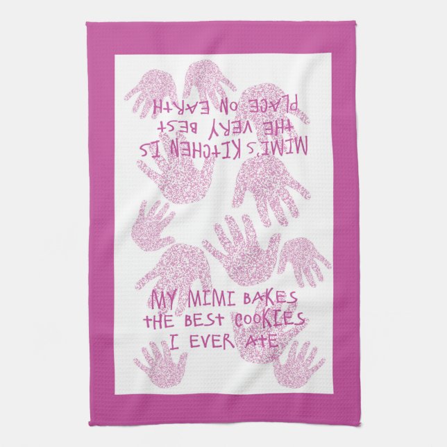 Mimi's kitchen Orchid Purple Grandmother gift Tea Towel (Vertical)