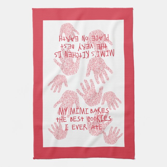Mimi's kitchen Red  Grandmother gift Tea Towel (Vertical)