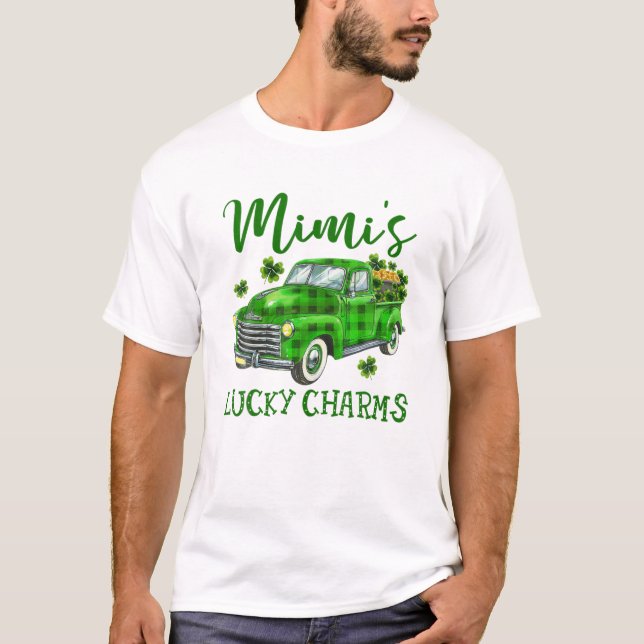 Mimi's Lucky Charm Green Truck Shamrocks St Patric T-Shirt (Front)