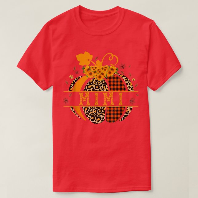 Mimis Pumpkin Leopards Sunflower Plaid Grandma Tha T-Shirt (Design Front)