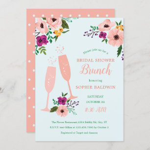 Mimosa and Flowers Brunch and Bubbly Bridal Shower Invitation