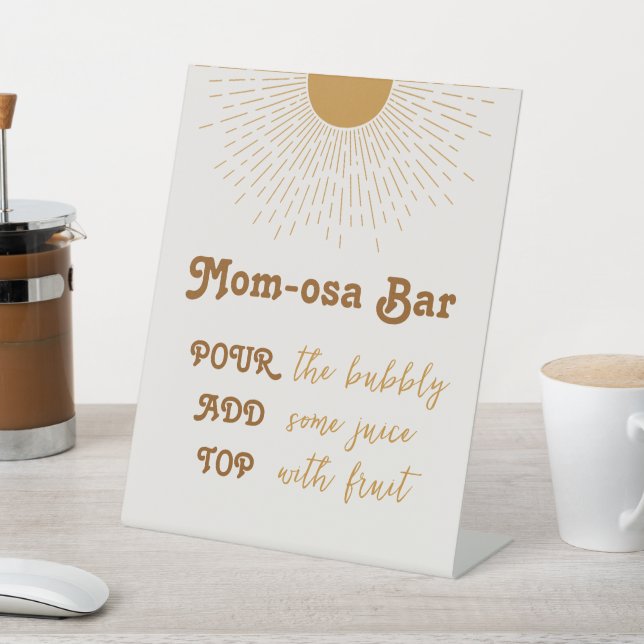 Mimosa Bar Baby Shower Here Comes The Son Pedestal Sign (In SItu)