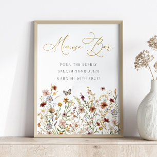 Mimosa Bar Boho Wildflower Garden Flowers Sign