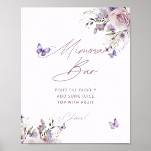 Mimosa Bar Bridal Shower Butterfly Poster