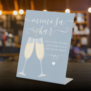 Mimosa Bar Bridal Shower Wedding Dusty Blue Pedestal Sign