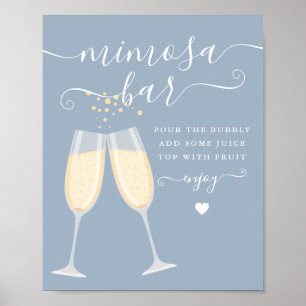 Mimosa Bar Bridal Shower Wedding Dusty Blue Sign