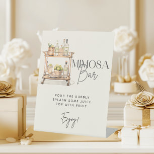 Mimosa Bar Cart Couples Shower Pedestal Sign