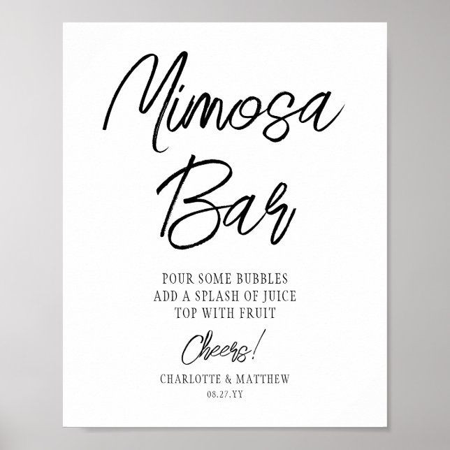 Mimosa Bar Cheers Modern Handwritten Black Script Poster (Front)