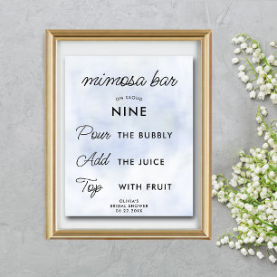 Mimosa Bar Cloud 9 Bridal Shower Pastel Blue Chic Poster