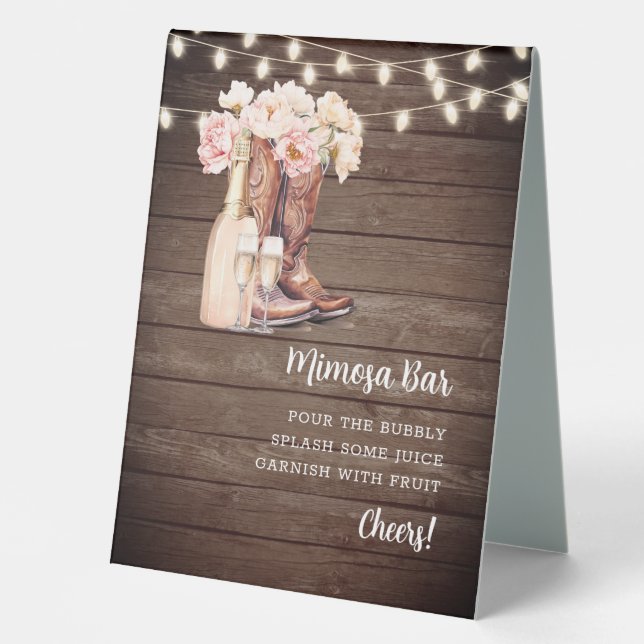 MIMOSA BAR Cowgirl Boots Champagne Bridal Shower (Front)