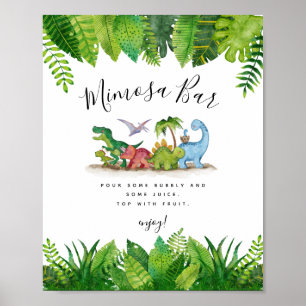 Mimosa Bar Dinosaur Baby Shower  Poster